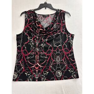 Jones Wear Novelty Print Top XL Mature Classic Mob Wife